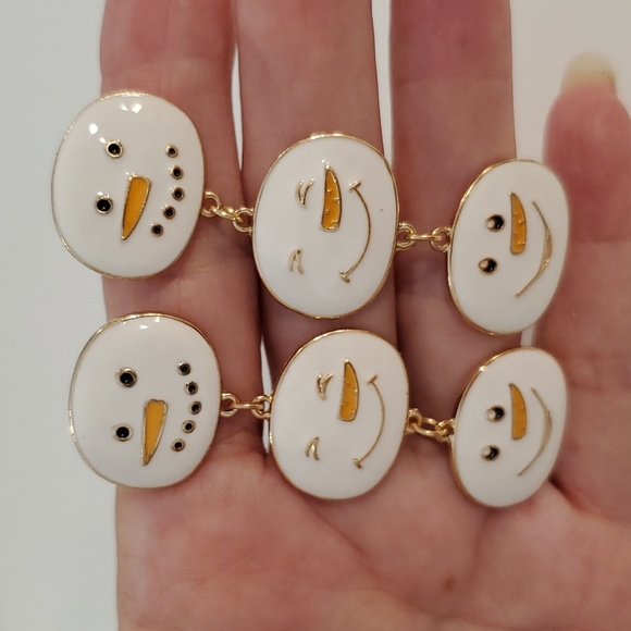Snowman holiday earrings 3 snowman faces dangle pierced winter Christmas - Picture 2 of 4